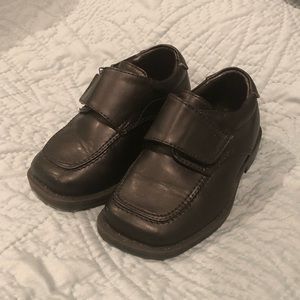 Black leather toddler dress shoe smartfit sz 6.5w